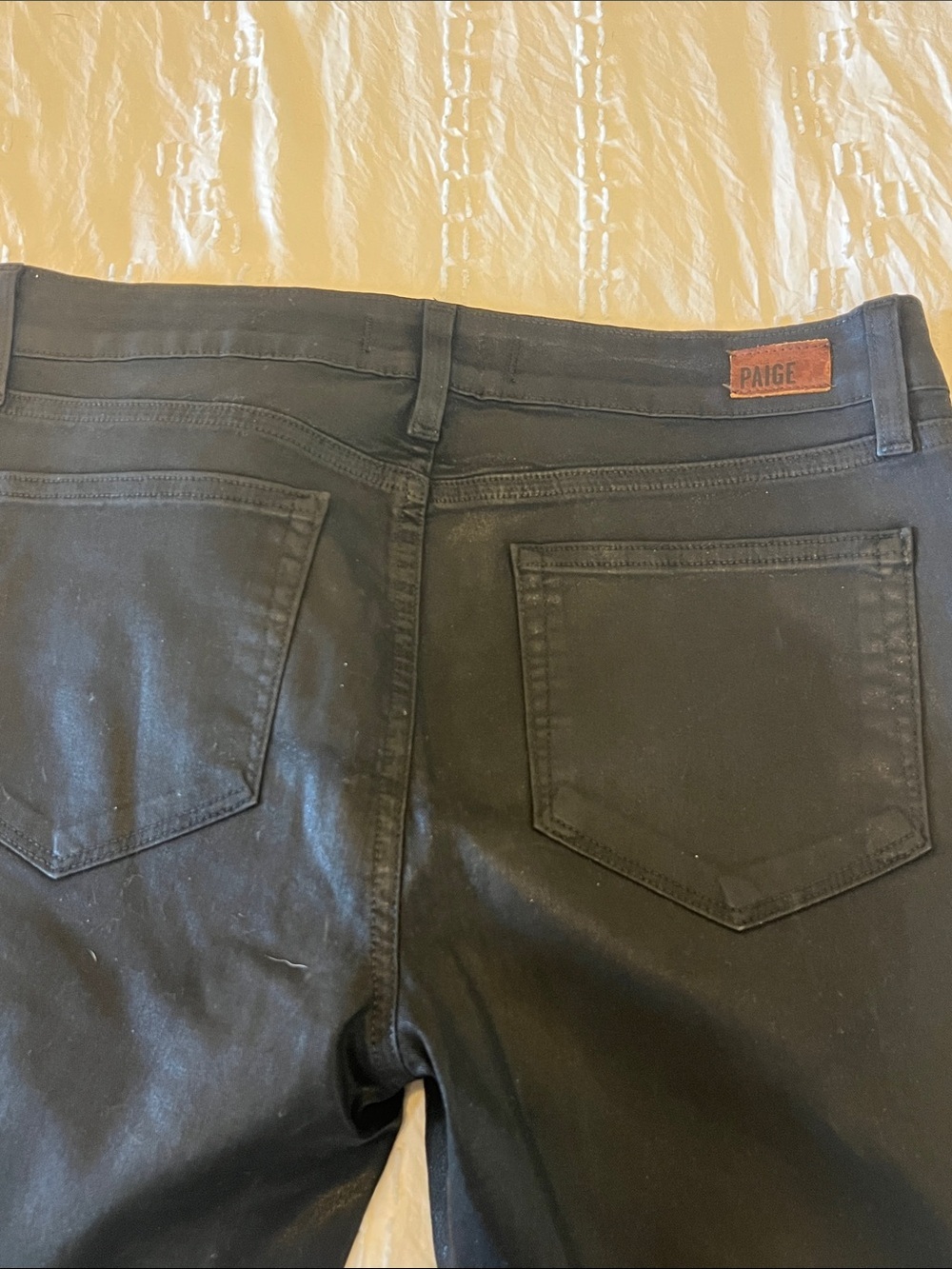 PAIGE Pandora Peg Skinny Luxe Black Coated Skinny Jeans Pants Like New Hoxten - Picture 5 of 13